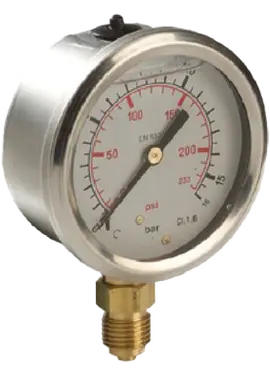Манометр глицерин 63mm 1/4 M  0:10 Bar корпус inox Italtecnica