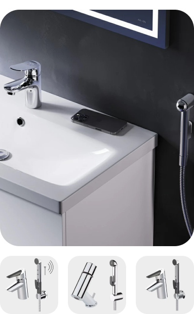 Baterii de lavoar cu adapator igienic