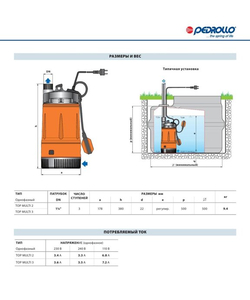 Погружной насос с многолопастным колесом Pedrollo TOP MULTI 2 0,55 kW, изображение 3