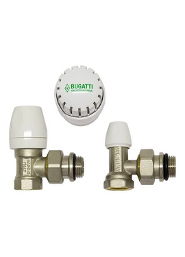 4elementsSet robineti coltari 1/2" (tur + retur + cap termostatic, polipropilena) Bugatti