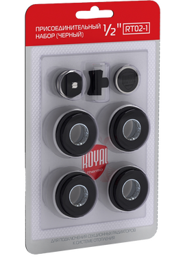 4elementsSet pentru conectare radiatoare 1x1/2'' blackRoyal Thermo