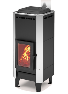 Отопительно-варочная печь-камин Теплодар ВЕРТИКАЛЬ Металлика 12 kW
