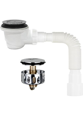 4elementsСифон для душ. поддона хром 1 1/2 под d50мм с гт 40х40/50, клик-клак, мет.сетка, h65мм Aquant