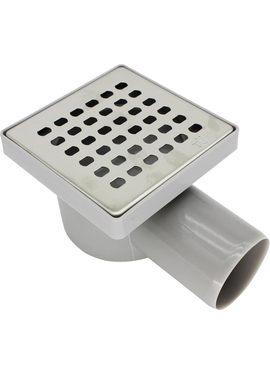 4elementsТрап квадратный 100х100мм с глянц. мет.реш., горизонтальный, сухой затвор, выпуск 50мм Aquant