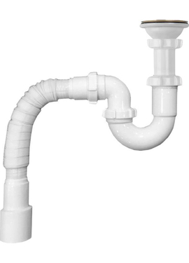 Сифон для кухни 1 1/2"х40 прямоточный с мет.реш. с г.т. 40х40/50 Aquant