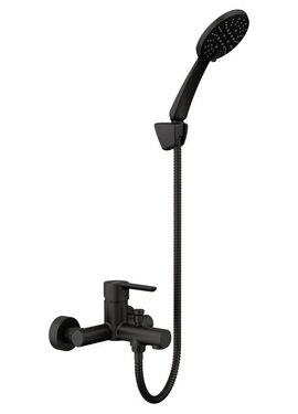 4elementsBaterie pentru baie cu dus Genebre Oslo Black (cu set de dus)
