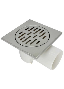 4elementsТрап квадратный 150х150мм с глянцевой мет.реш., горизонтальный, выпуск 75 мм Aquant