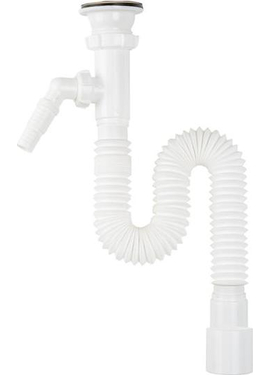 4elementsГофросифон 1 1/2"*40/50 с отводом для стир. машины с нерж. решеткой, длина 335 -755 мм, Aquant