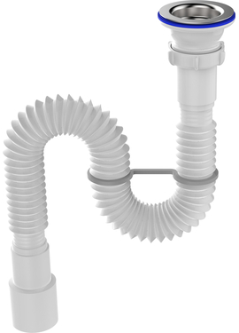 4elementsГофросифон 1 1/2"х40/50 удл. с мет.реш., длина 335 -1275 мм, Aquant