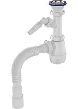 4elementsSifon pentru bucatarie 1 1/2" х 40 cu robinet pentru mas. de spal.si racord extensibil, Aquan