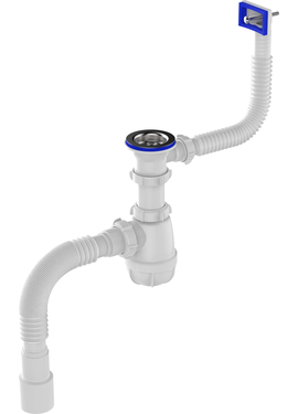 Сифон для кухни 1 1/2" х 40 с переливом с гибкой трубой 40х40/50,  Aquant