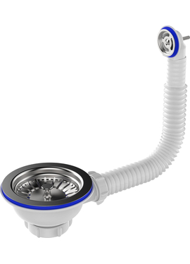 4elementsПерелив для мойки 3 1/2'' с круглым вертикальным корпусом  белый, Aquant