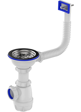 4elementsСифон для мойки 3 1/2''х40 с переливом белый, Aquant