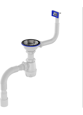 4elementsСифон для мойки 3 1/2" х 40 с переливом с гибкой трубой 40х40/50 белый , Aquant