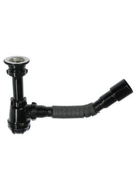 Сифон для кухни малый 1 1/2" х 40 с выпуском с гибкой трубой 40х40/50 черный