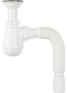 4elementsСифон для умывальника 1 1/4" х 40 с удлинённой горловиной с гибкой трубой 40х50, Aquant