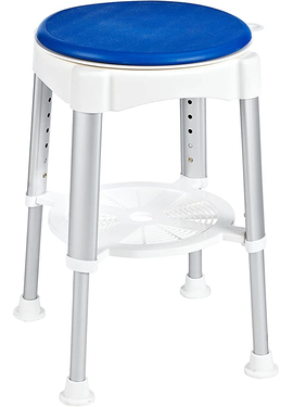 4elementsТабурет для ванной Ole белый с регулировкой по высоте и крутящимся сидением искусственная кожа алюми