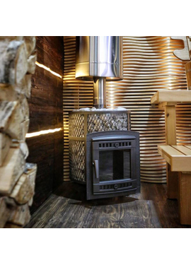 Печь для бани чугунная "Атмосфера L" КТТ сетка нерж 24кВт Прометалл