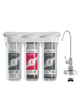 Фильтр под кух. мойку - 3 ступени очистки АБФ-ТРИА -АНТИЖЕЛЕЗО Aquabright