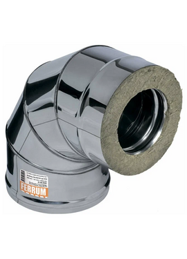 Сэндвич-колено для дымохода 90° Ferrum (430/0,5мм) D150x210