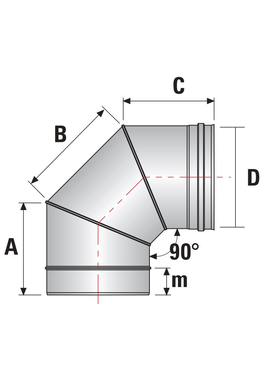 4elementsКолено угол на 90&deg; для дымохода Alpinox &Oslash;150 (304/0,5) ALPTD90 150