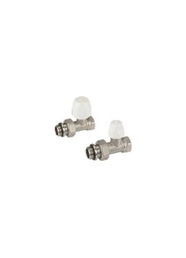 Комплект прямых кранов (подача + обратка) 3/4"х3/4" (полипр. с уплотнительн. рез) Bugatti