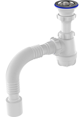 4elementsSifon pentru chiuveta scurt 1 1/2''x40 cu scurgere si racord extensibil 40x50, Aquant