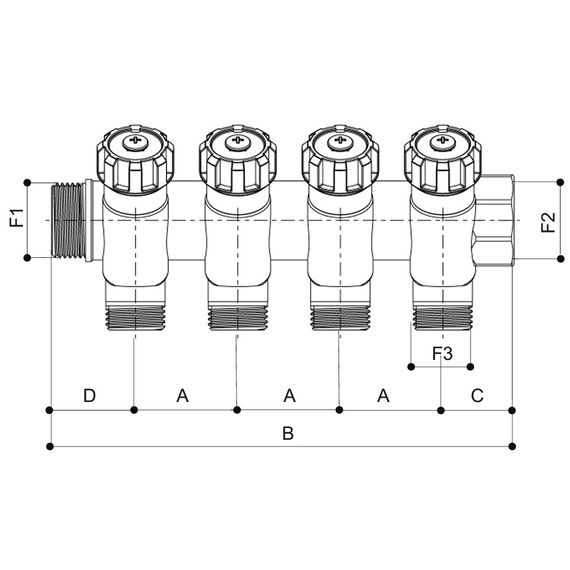 4elements185821203 Colector 1x1/2 3 iesiri IVR, изображение 2