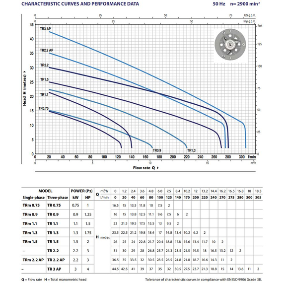Дренажный электронасос с режущим механизмом Pedrollo TRITUS TR1.5 1,5 kW, изображение 2