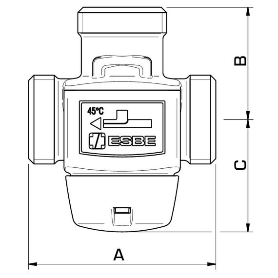 VTC 311 Термостатический 3-ходовой клапан DN20, KVS3,2, Rp 3/4'', T45C ESBE, изображение 3