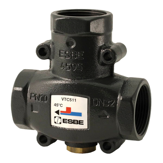 VTC 511 Термостатический 3-ходовой клапан DN32, KVS9, Rp 1 1/4" T50C  ESBE (multipack)