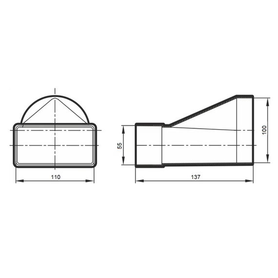 Соединитель эксцентриковый плоского воздуховода с круглым Mistral 5,5х11 D100, изображение 3