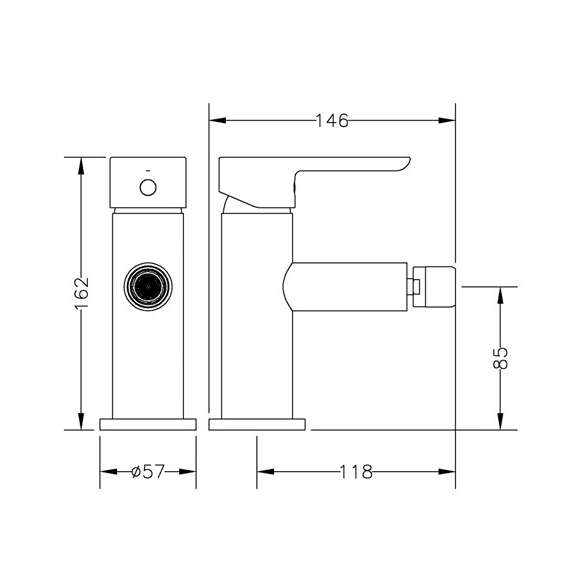 4elementsСмеситель для биде Genebre Oslo Black (162mm), изображение 2