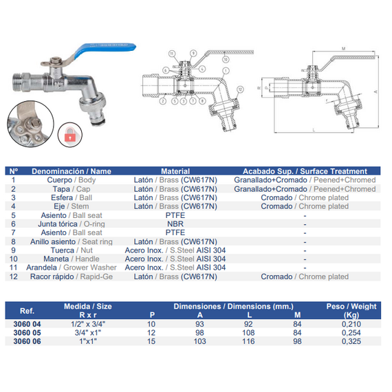 4elementsШаровой кран со штуцером "RAPIDE-GE" 3/4" x 1'' Genebre, изображение 3