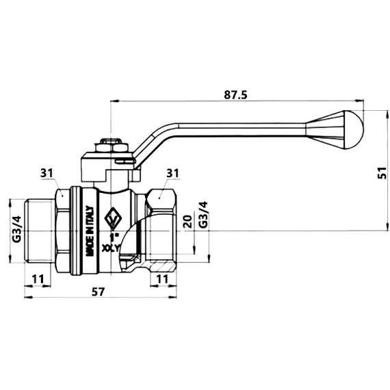 4elementsRobinet cu bila și miner 3/4"  MF Bugatt, изображение 2