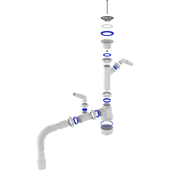 4elementsСифон для кухни 1 1/2"х40 с двумя отводами с/м с г.т. 40х40/50, Aquant, изображение 5
