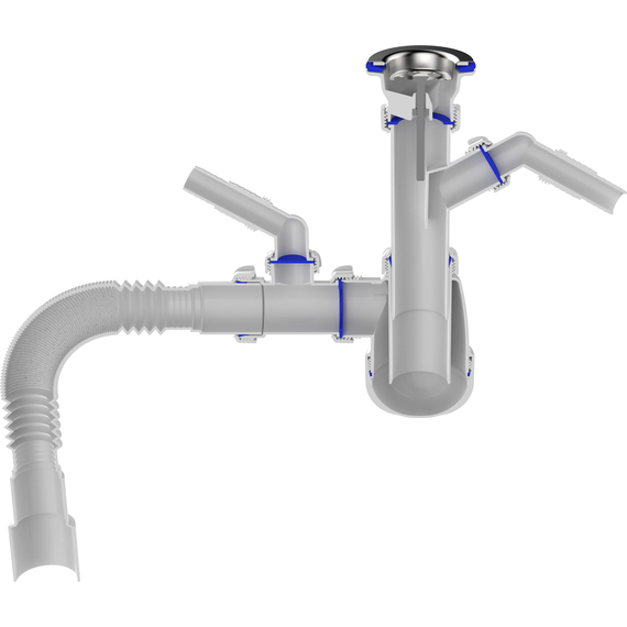 4elementsСифон для кухни 1 1/2"х40 с двумя отводами с/м с г.т. 40х40/50, Aquant, изображение 6