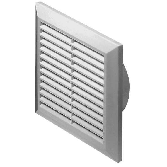 Вытяжная вентиляционная решетка с сеткой и фланцем Awenta Classic T40 17x17 White, изображение 2
