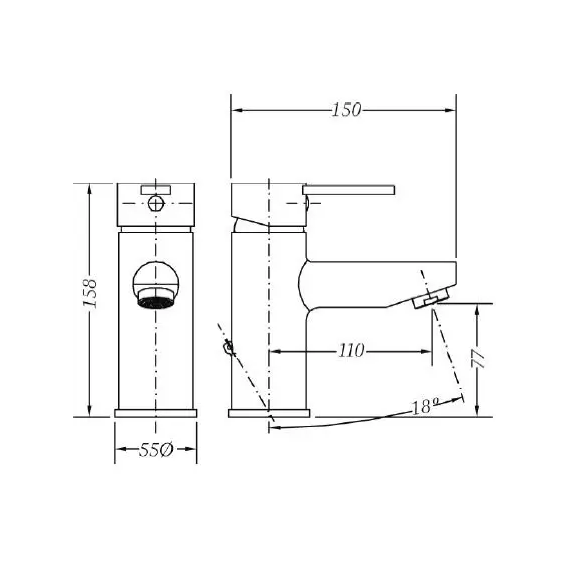 Смеситель для умывальника Genebre Tau 2, изображение 2