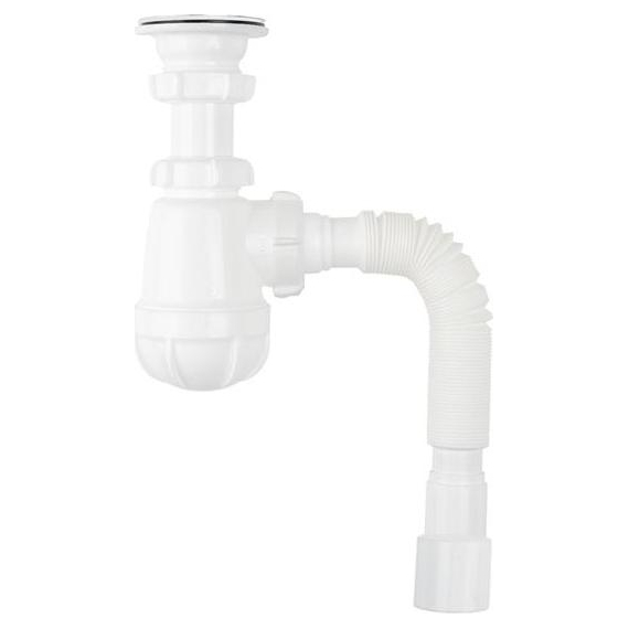 Сифон для умывальника 1 1/2"х40 с пласт. реш. с г.т. 40х40/50, Aquant