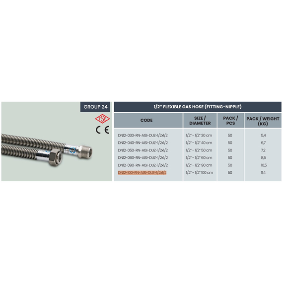 4elementsFurtun flexibil apa 1/2x1/2 100 cm EVS
