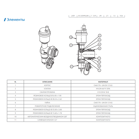 Заглушка с поворотным соединением (спускник воздуха, сливной кран) ICMA, изображение 2