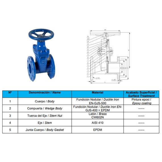 4elementsЗадвижка с обрезиненным клином 3" Genebre, изображение 2