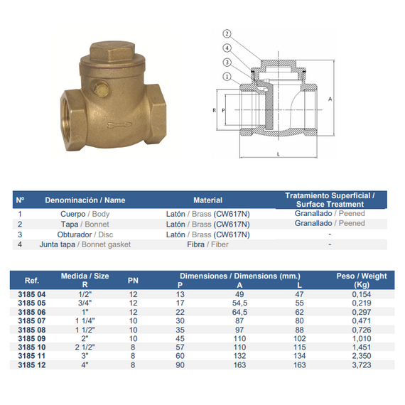 4elementsМеталлический поворотный обратный клапан 2" Genebre, изображение 2