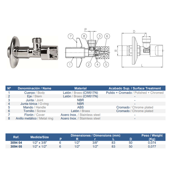4elementsКран 1/2"x3/8'' (подводной) Genebre, изображение 2