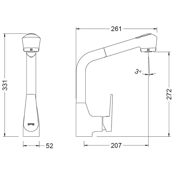 Смеситель для кухни с душем Genebre Klip, изображение 2
