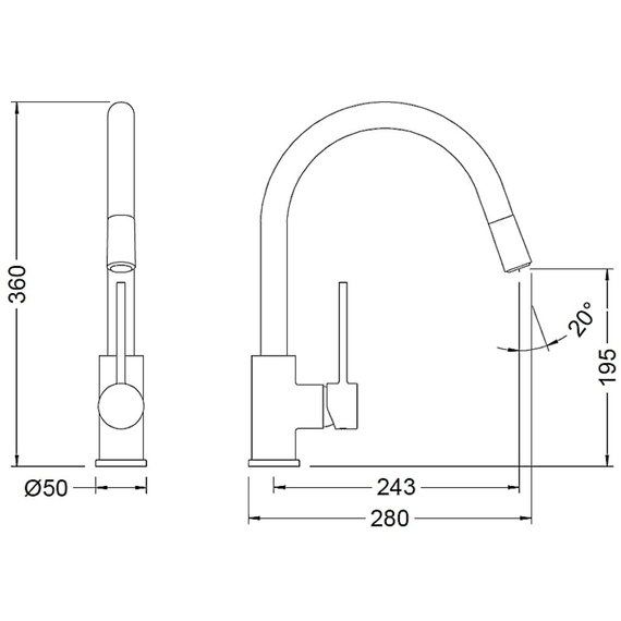 4elementsСмеситель для кухни с выдвижным изливом Genebre Tau, изображение 3