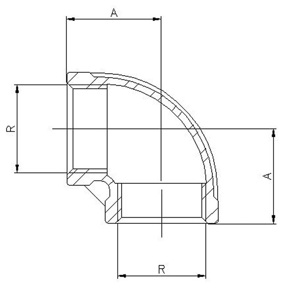 Отвод нержавейка 1/2 FF Genebre, изображение 3