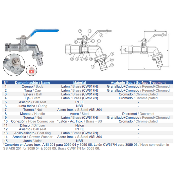 4elementsШаровой кран со штуцером "Дачник" 1/2 * 3/4 Genebre, изображение 3