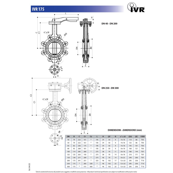 Дисковый затвор Баттерфляй DN150 (чугун) IVR, изображение 2